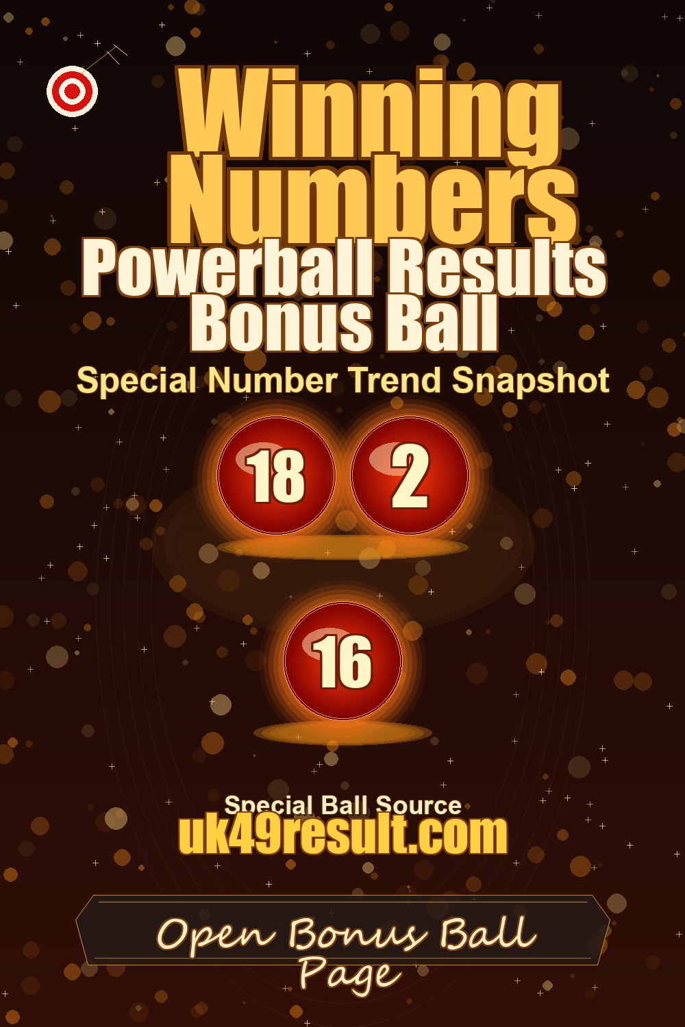 Powerball Results Bonus Ball image showing powerball: 18, 2, 16