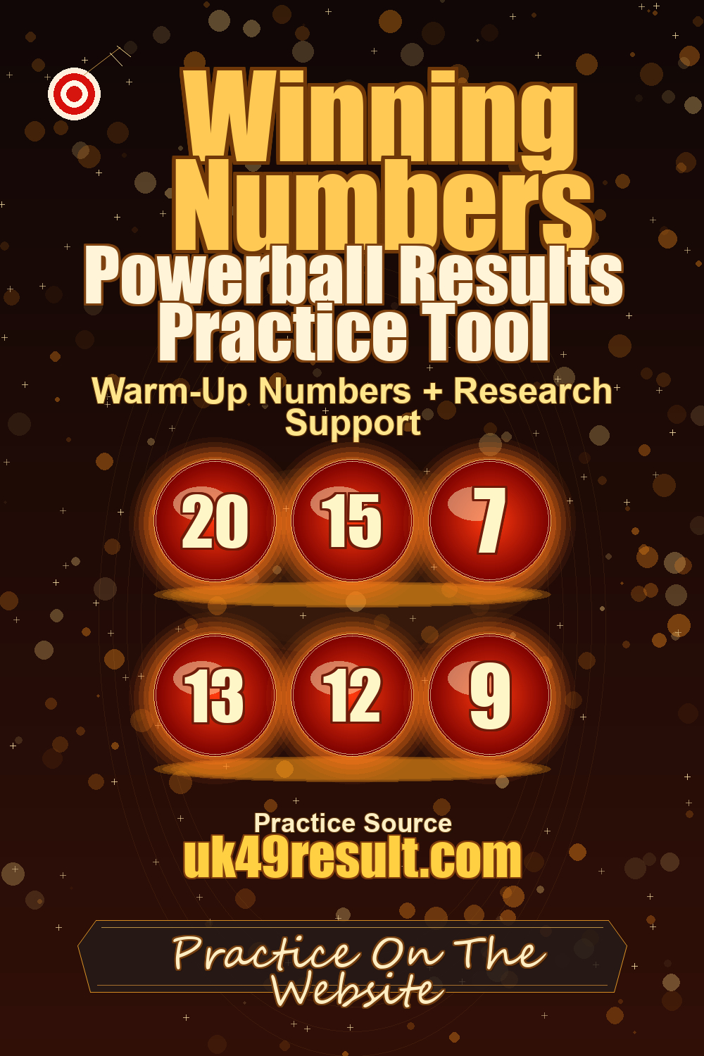 Powerball Results Practice Tool image showing 20, 15, 7, 13, 12, 9