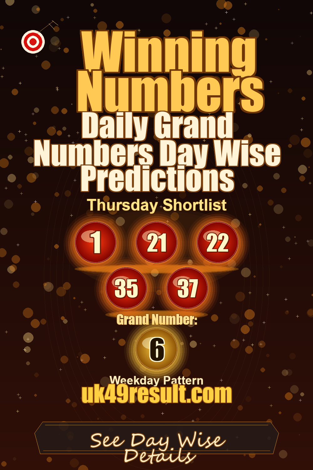 Daily Grand Numbers Day Wise Predictions image showing 1, 21, 22, 35, 37. grand number: 6
