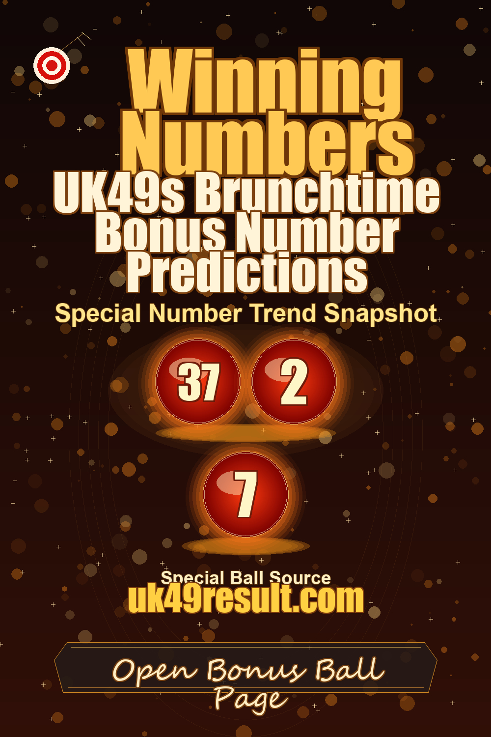 UK49s Brunchtime Bonus Number Predictions image showing booster ball: 37, 2, 7