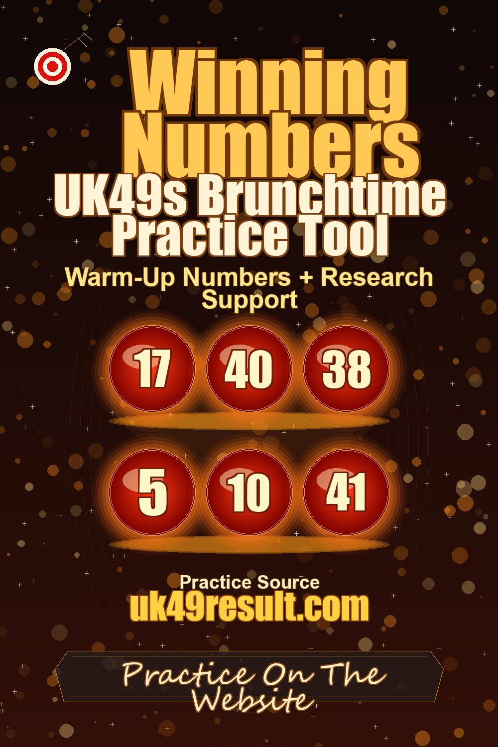 UK49s Brunchtime Practice Tool image showing 17, 40, 38, 5, 10, 41