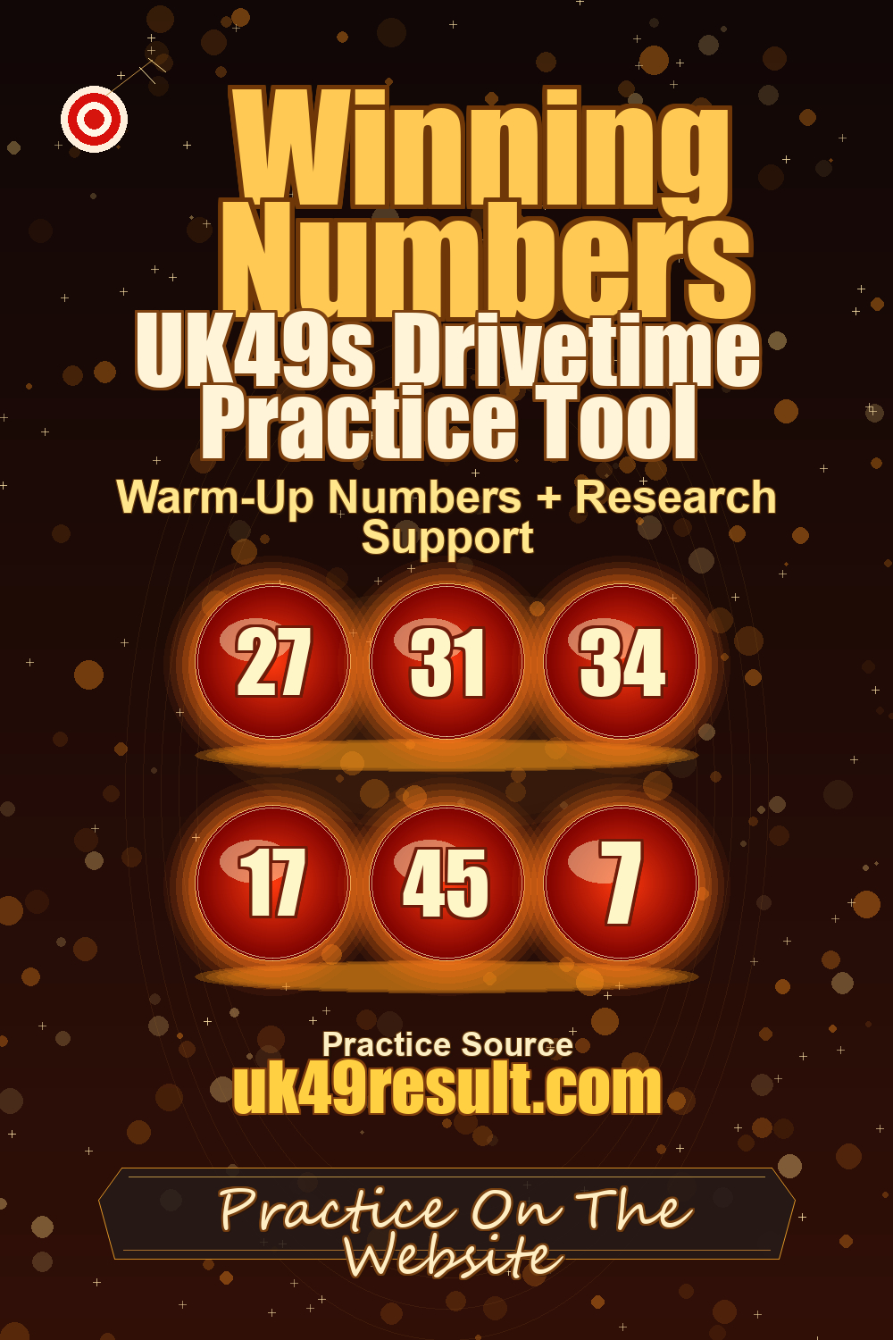 UK49s Drivetime Practice Tool image showing 27, 31, 34, 17, 45, 7