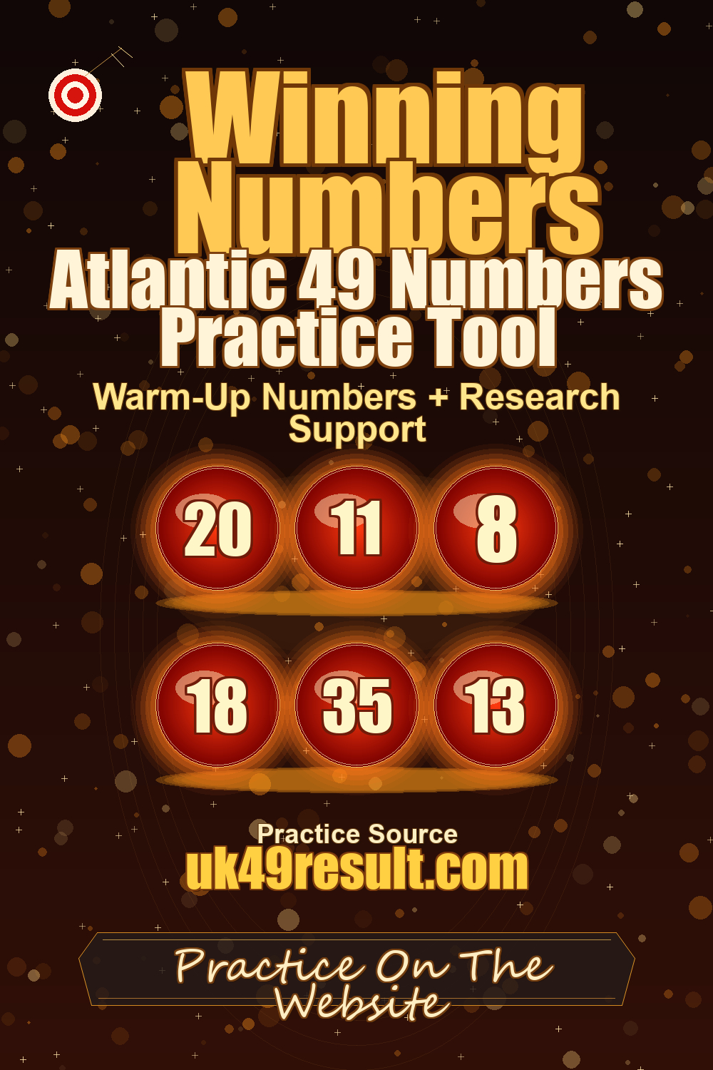 Atlantic 49 Numbers Practice Tool image showing 20, 11, 8, 18, 35, 13