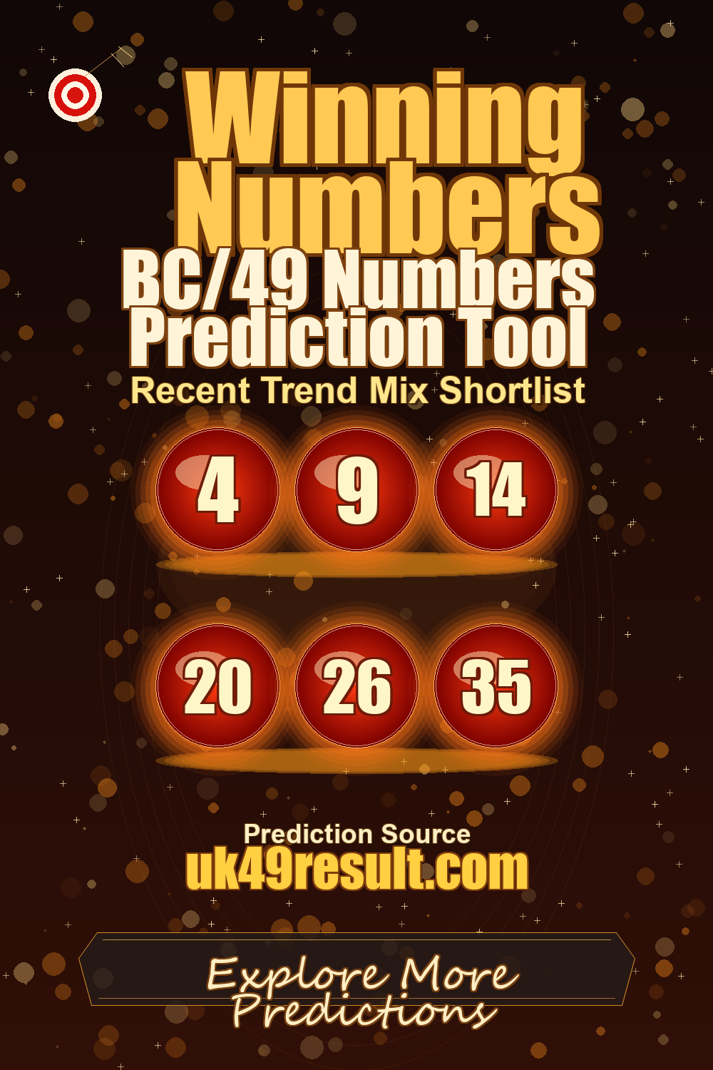 BC/49 Numbers Prediction Tool image showing 4, 9, 14, 20, 26, 35
