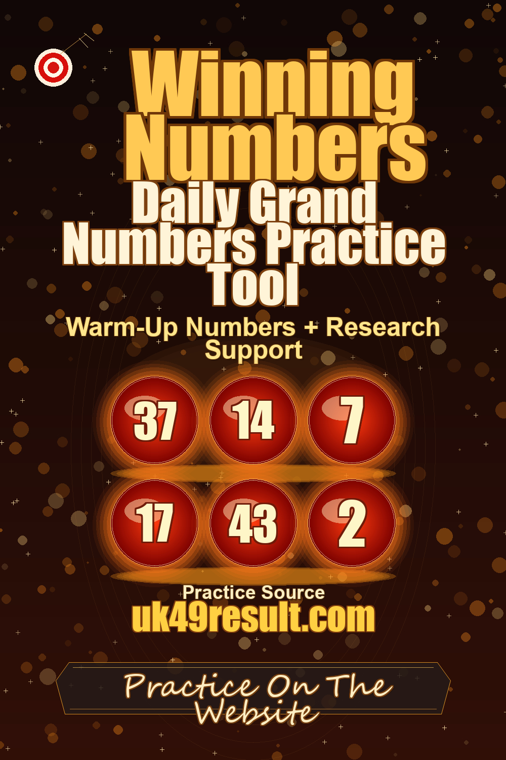 Daily Grand Numbers Practice Tool image showing 37, 14, 7, 17, 43, 2