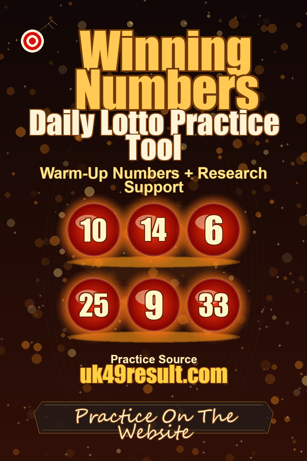 Daily Lotto Practice Tool image showing 10, 14, 6, 25, 9, 33
