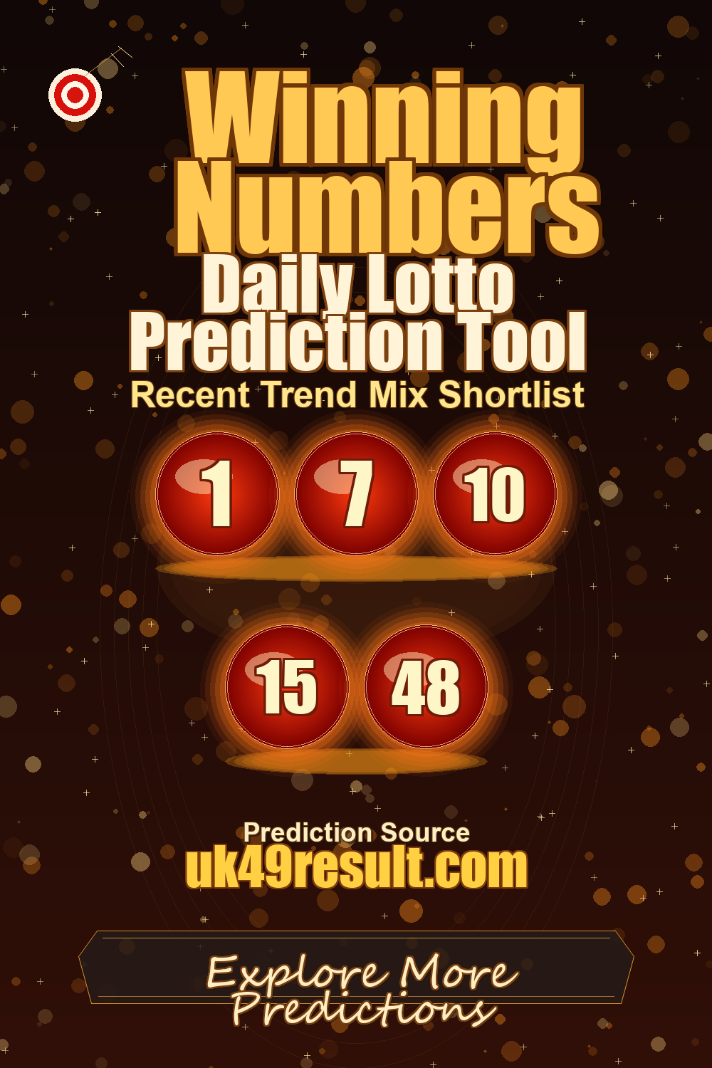 Daily Lotto Prediction Tool image showing 1, 7, 10, 15, 48