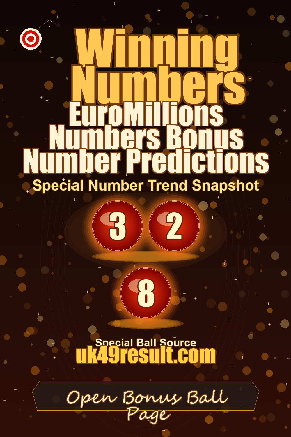 EuroMillions Numbers Bonus Number Predictions image showing lucky stars: 3, 2, 8