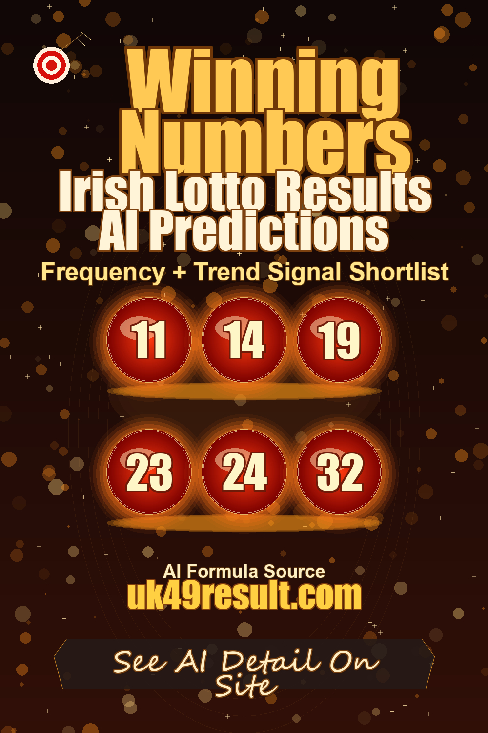Irish Lotto Results AI Predictions image showing 11, 14, 19, 23, 24, 32