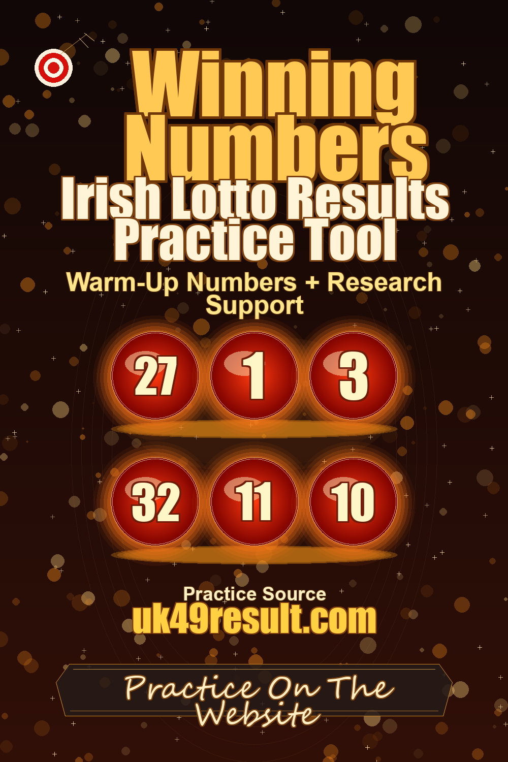 Irish Lotto Results Practice Tool image showing 27, 1, 3, 32, 11, 10