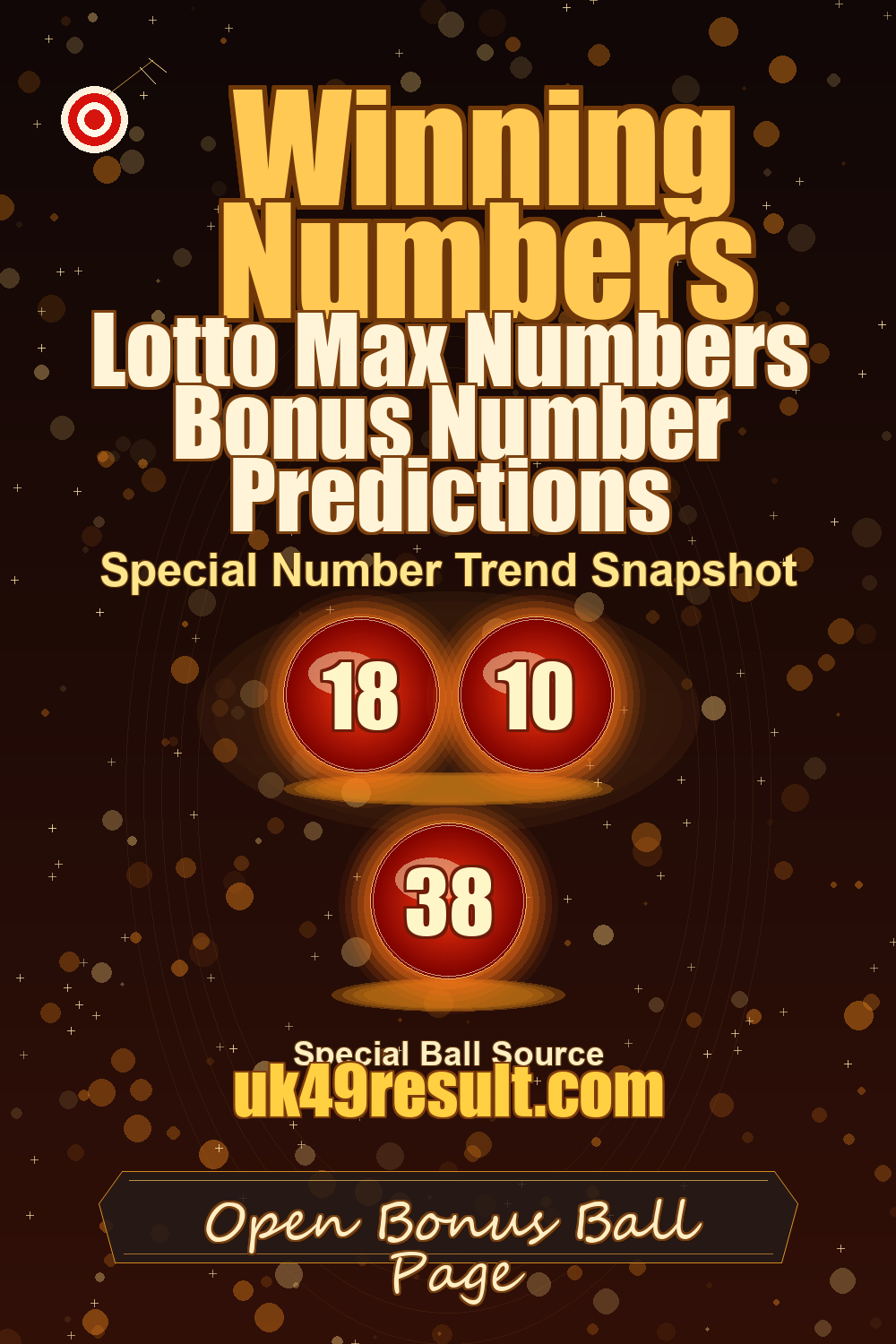 Lotto Max Numbers Bonus Number Predictions image showing extra ball: 18, 10, 38