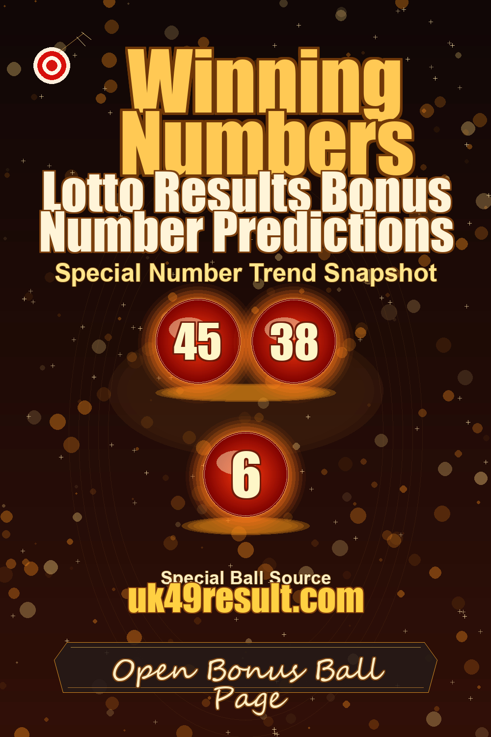 Lotto Results Bonus Number Predictions image showing bonus ball: 45, 38, 6