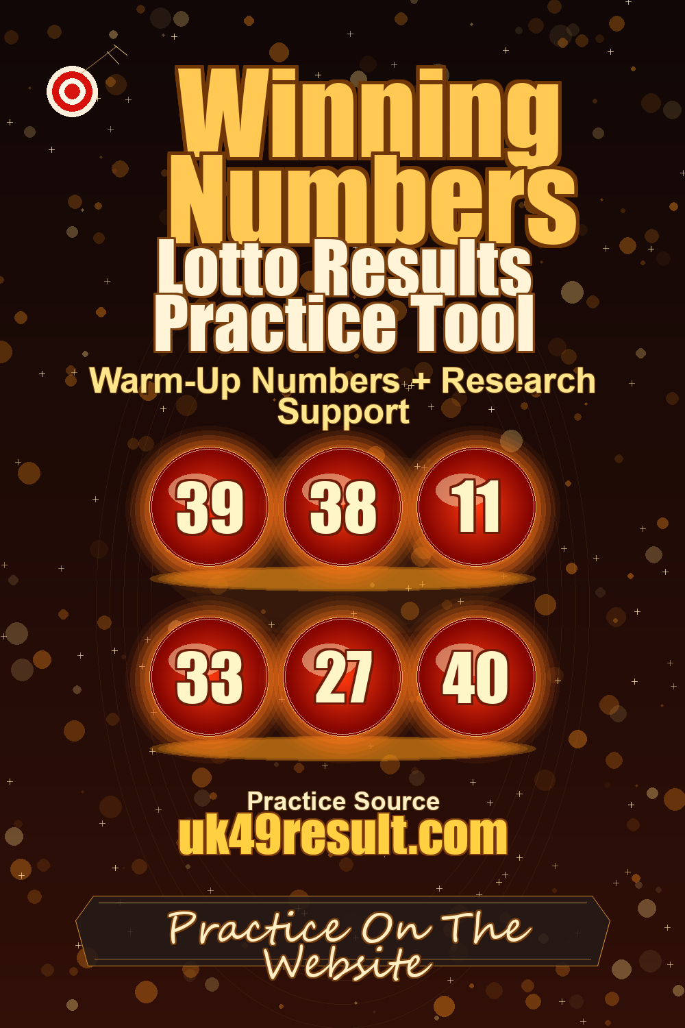Lotto Results Practice Tool image showing 39, 38, 11, 33, 27, 40