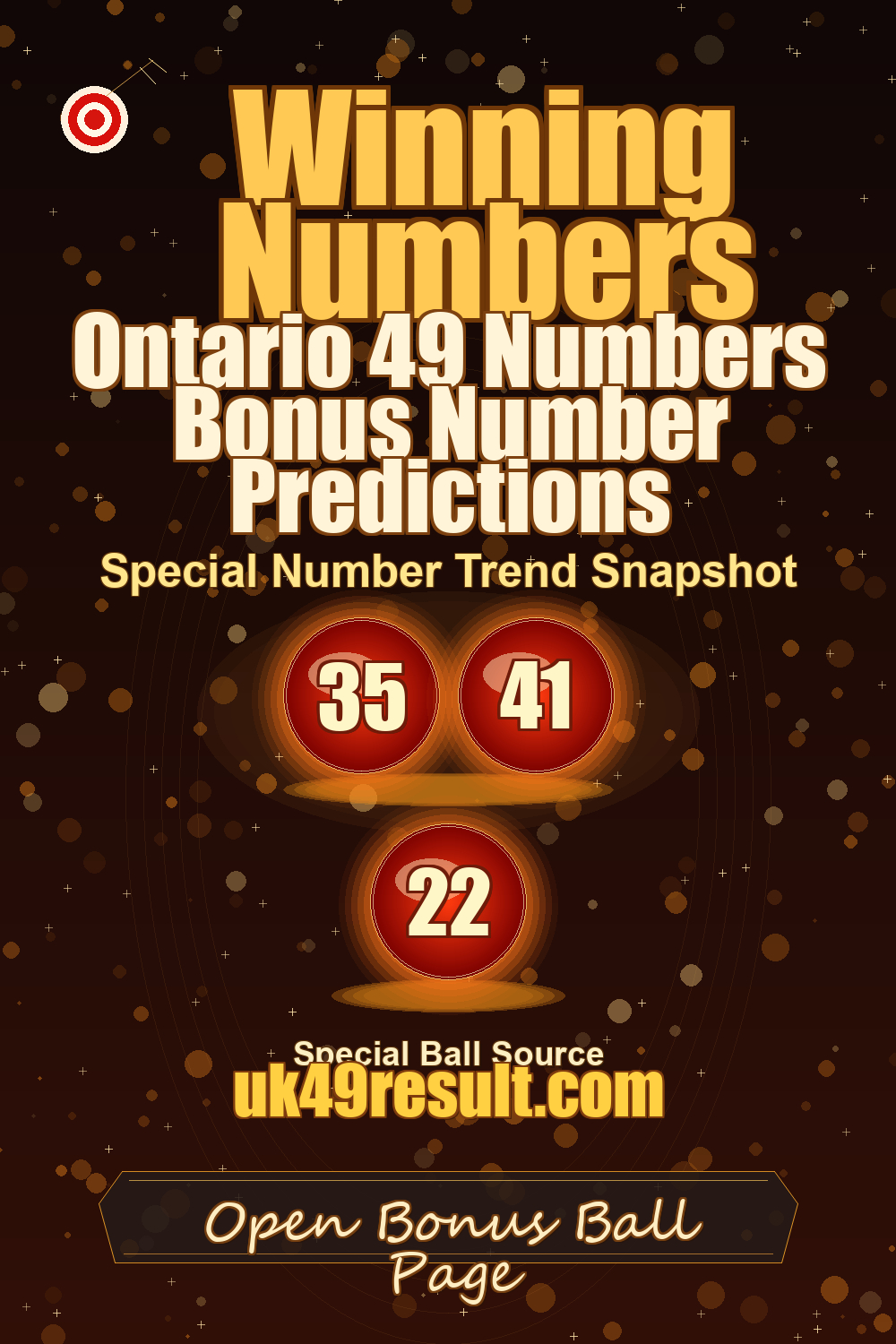 Ontario 49 Numbers Bonus Number Predictions image showing extra ball: 35, 41, 22