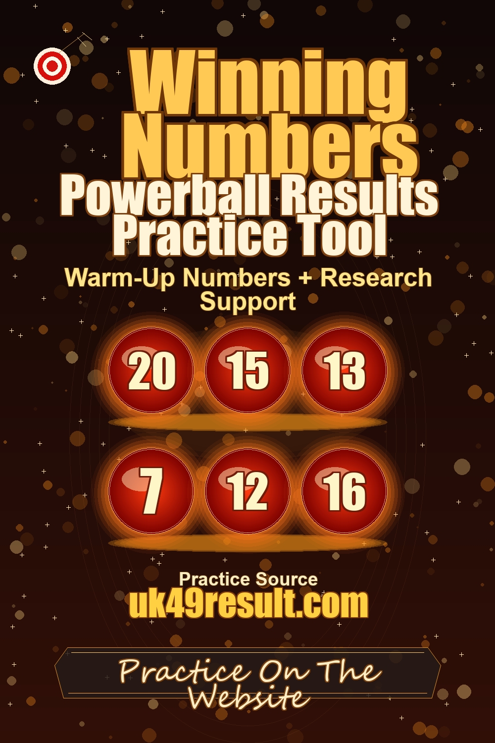 Powerball Results Practice Tool image showing 20, 15, 13, 7, 12, 16
