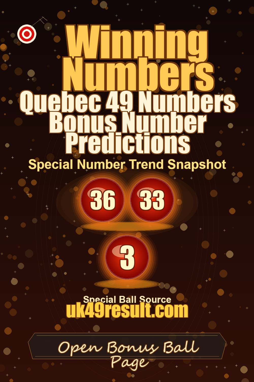 Quebec 49 Numbers Bonus Number Predictions image showing extra ball: 36, 33, 3