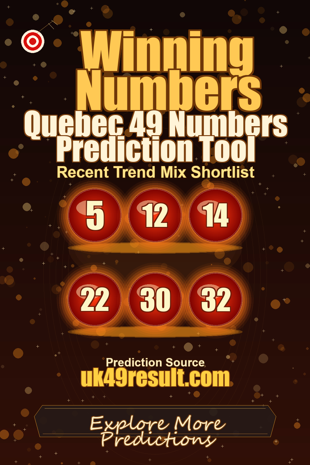 Quebec 49 Numbers Prediction Tool image showing 5, 12, 14, 22, 30, 32