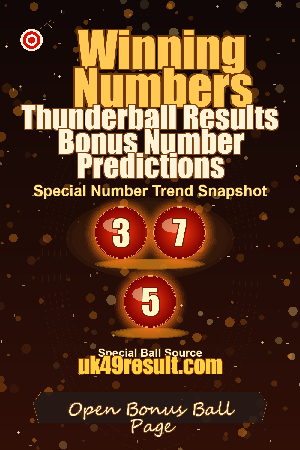 Thunderball Results Bonus Number Predictions image showing thunderball: 3, 7, 5