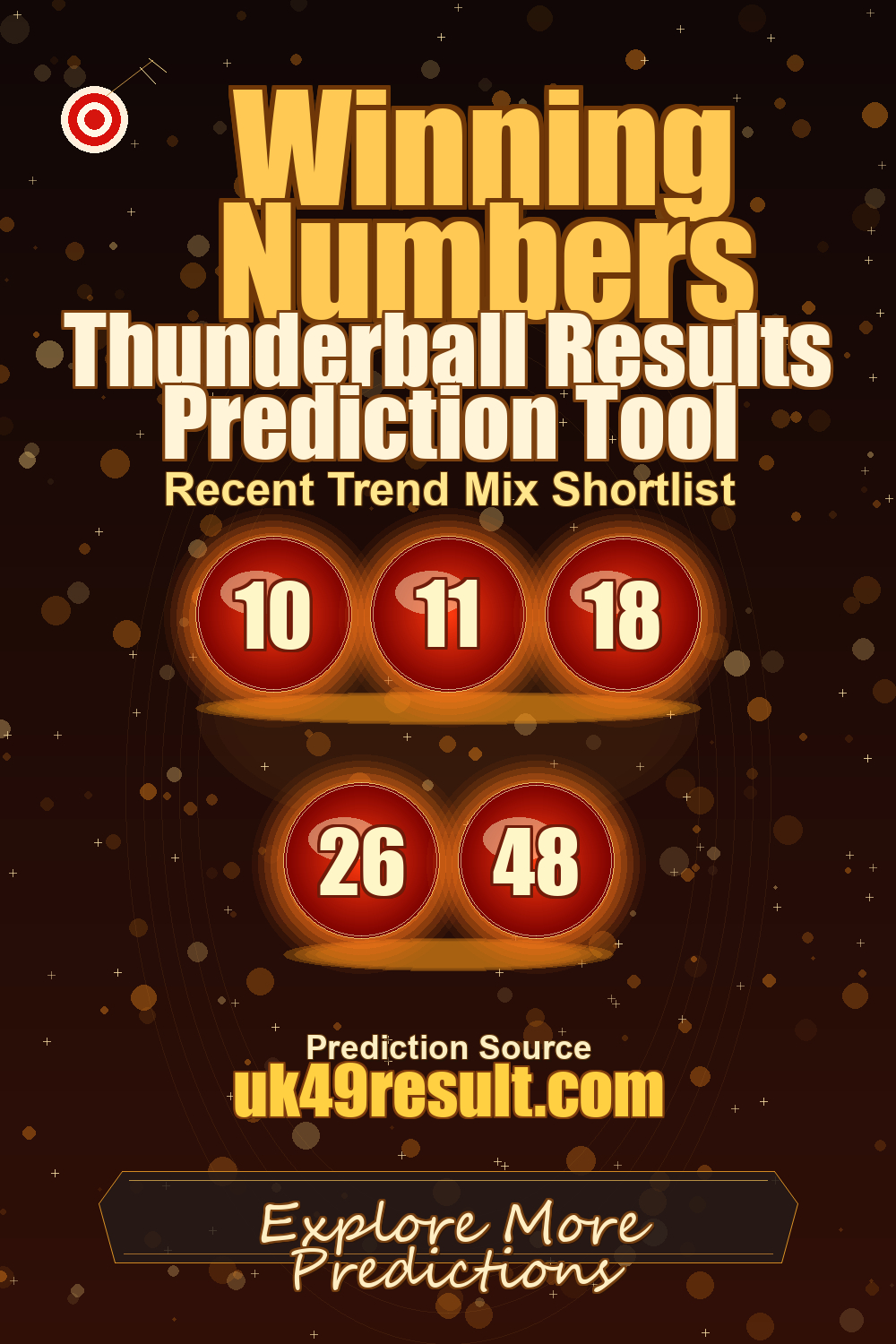 Thunderball Results Prediction Tool image showing 10, 11, 18, 26, 48