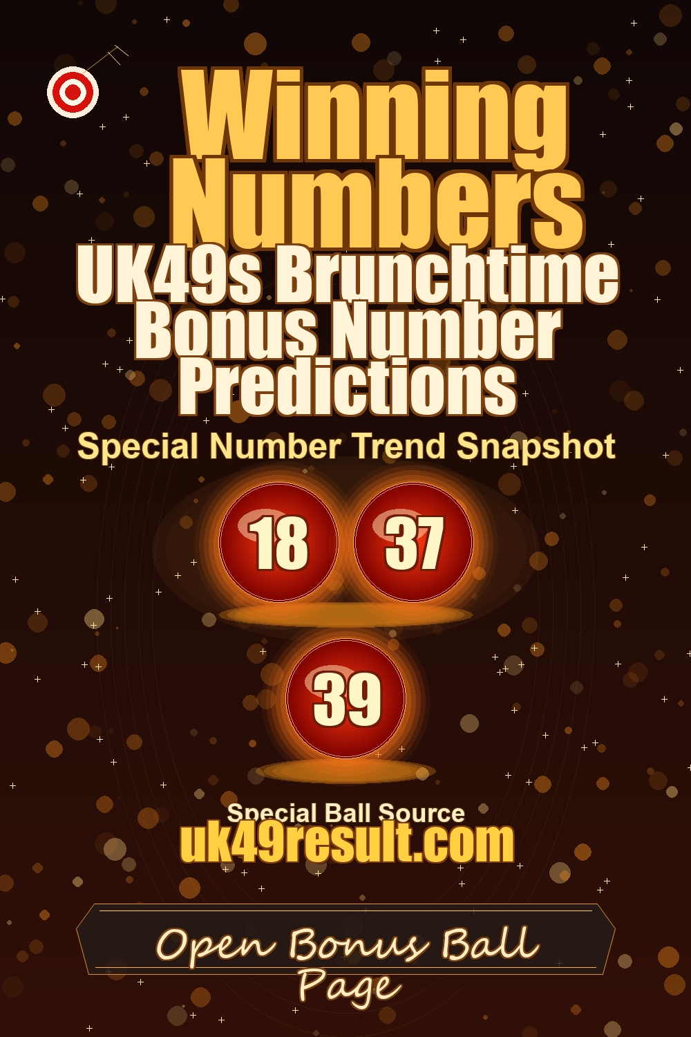 UK49s Brunchtime Bonus Number Predictions image showing booster ball: 18, 37, 39