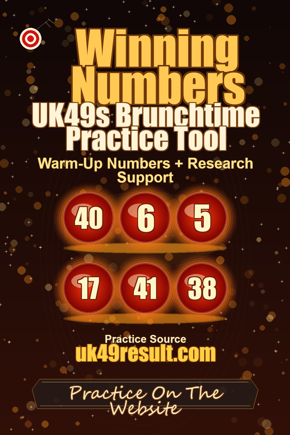 UK49s Brunchtime Practice Tool image showing 40, 6, 5, 17, 41, 38