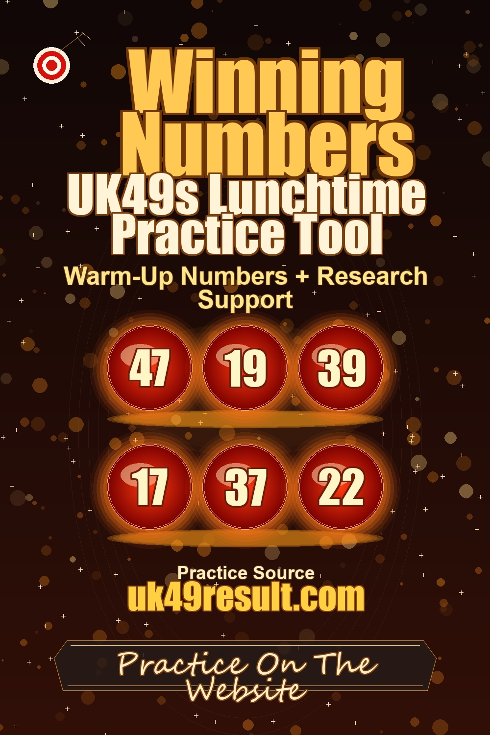 UK49s Lunchtime Practice Tool image showing 47, 19, 39, 17, 37, 22