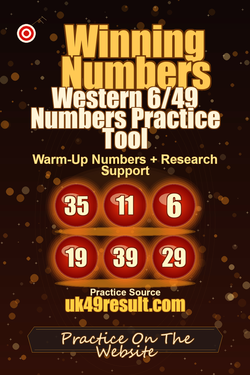 Western 6/49 Numbers Practice Tool image showing 35, 11, 6, 19, 39, 29