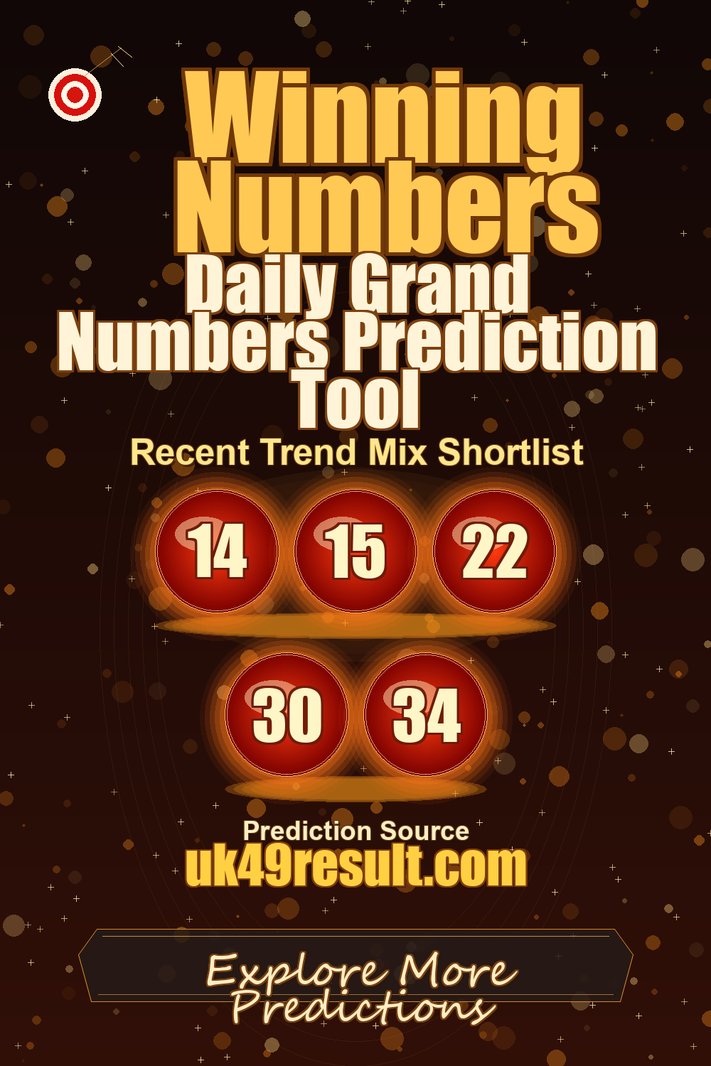 Daily Grand Numbers Prediction Tool image showing 14, 15, 22, 30, 34