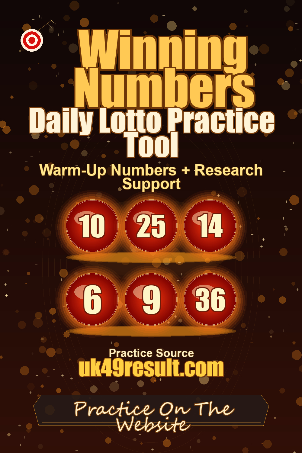 Daily Lotto Practice Tool image showing 10, 25, 14, 6, 9, 36