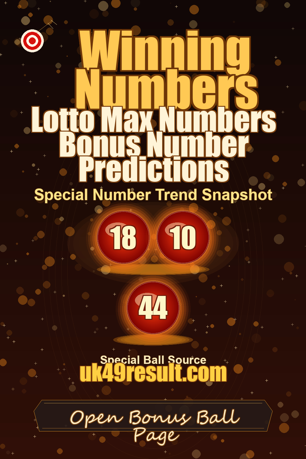 Lotto Max Numbers Bonus Number Predictions image showing extra ball: 18, 10, 44