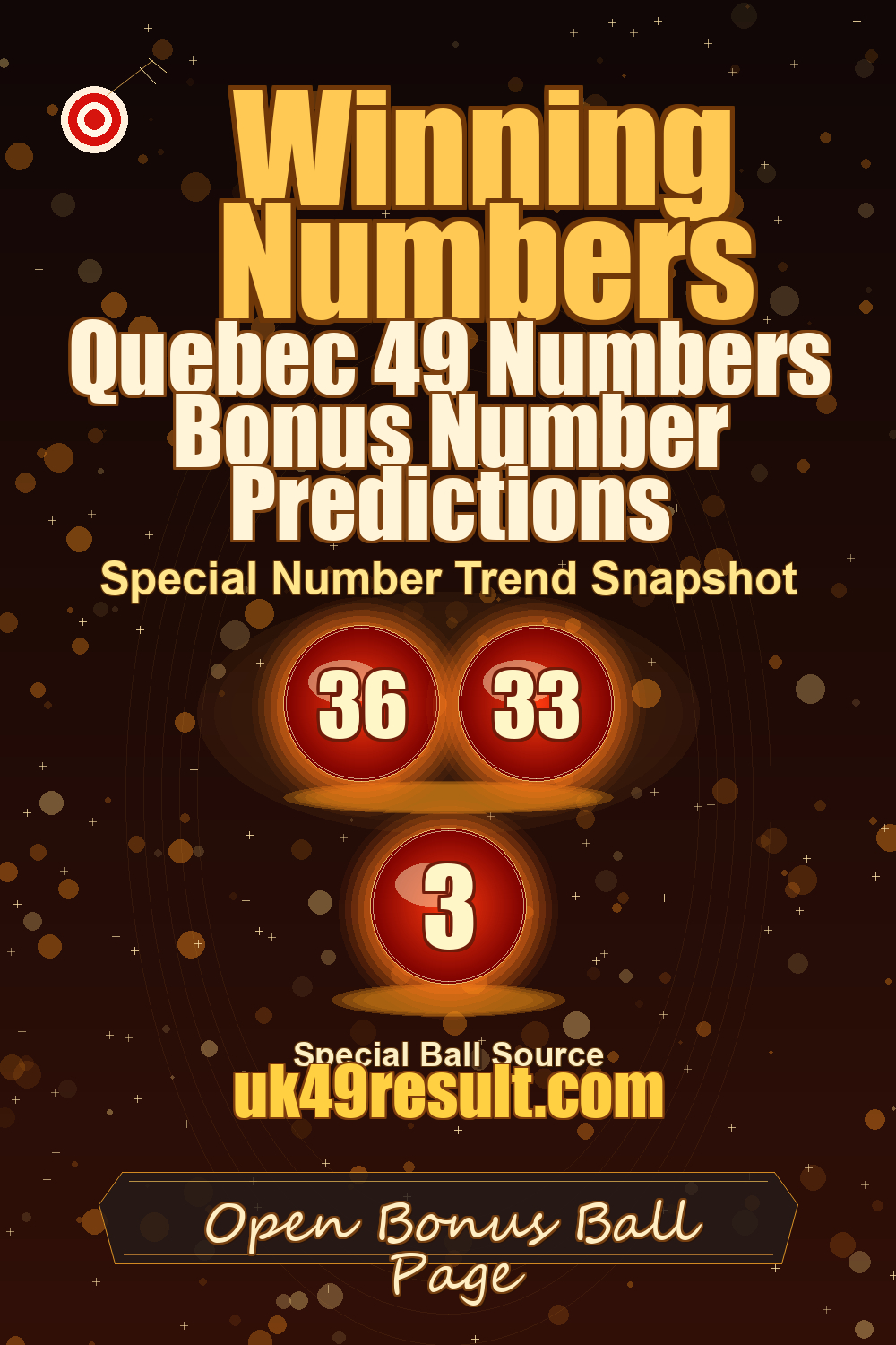 Quebec 49 Numbers Bonus Number Predictions image showing extra ball: 36, 33, 3