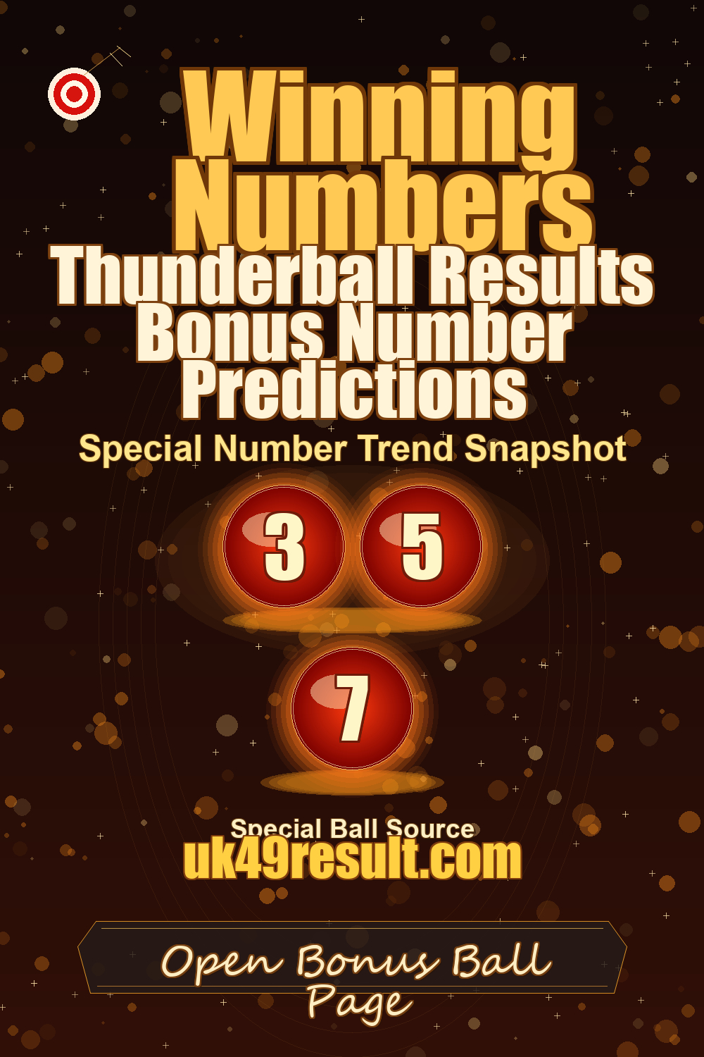 Thunderball Results Bonus Number Predictions image showing thunderball: 3, 5, 7