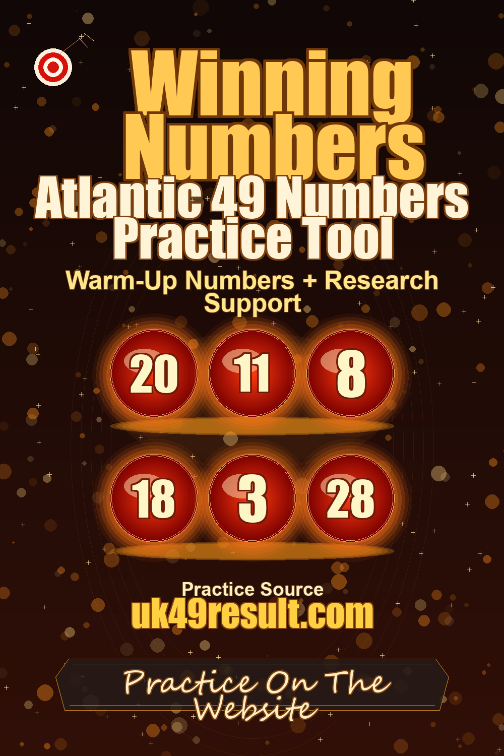 Atlantic 49 Numbers Practice Tool image showing 20, 11, 8, 18, 3, 28