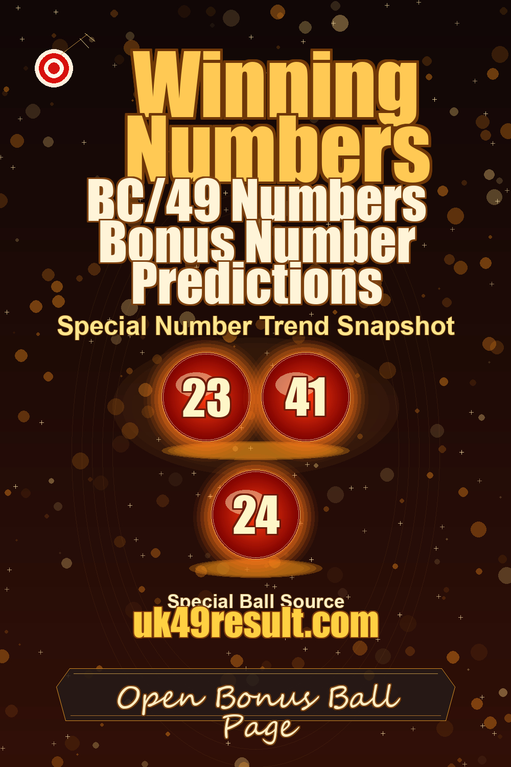 BC/49 Numbers Bonus Number Predictions image showing extra ball: 23, 41, 24