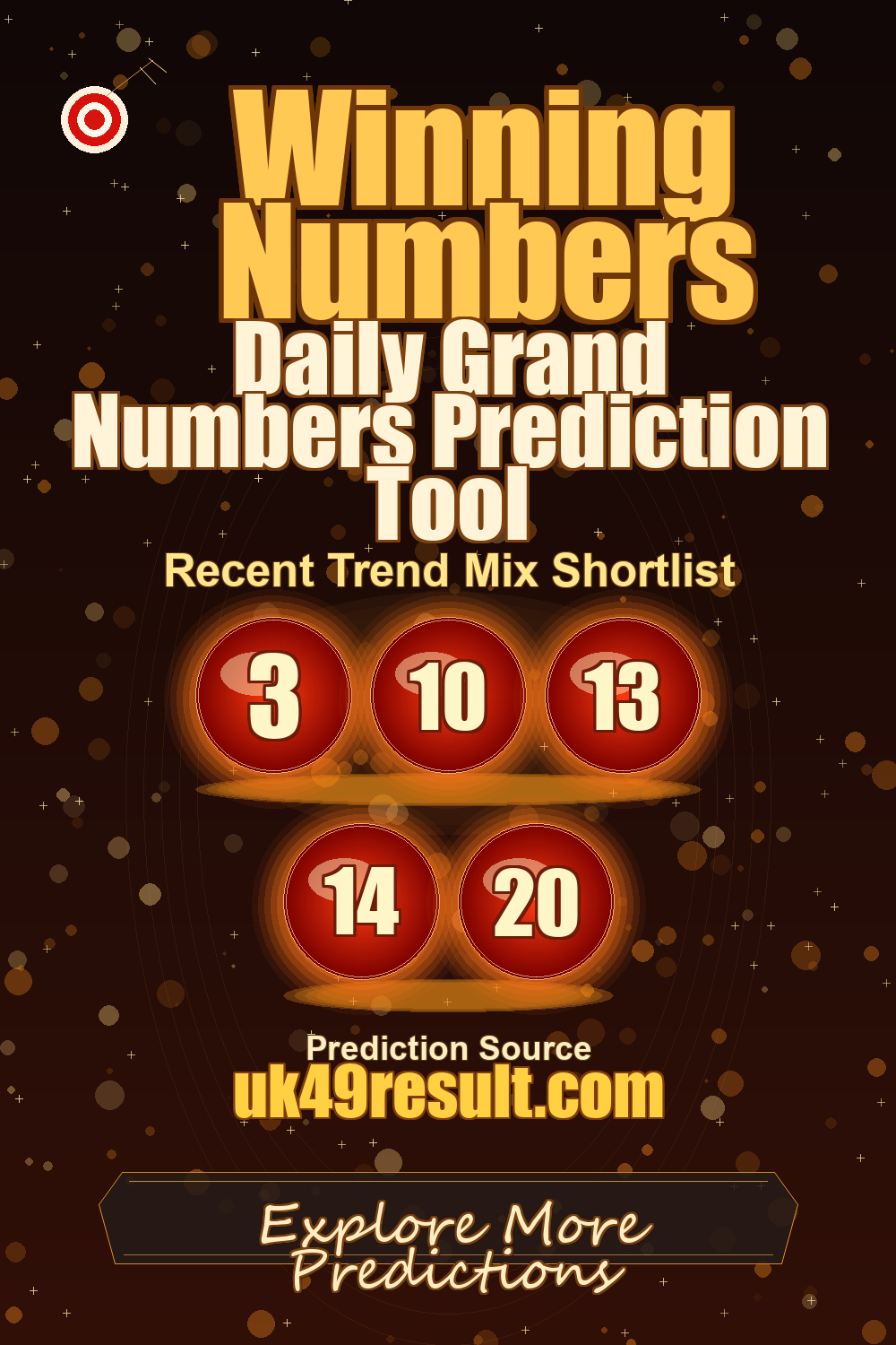 Daily Grand Numbers Prediction Tool image showing 3, 10, 13, 14, 20
