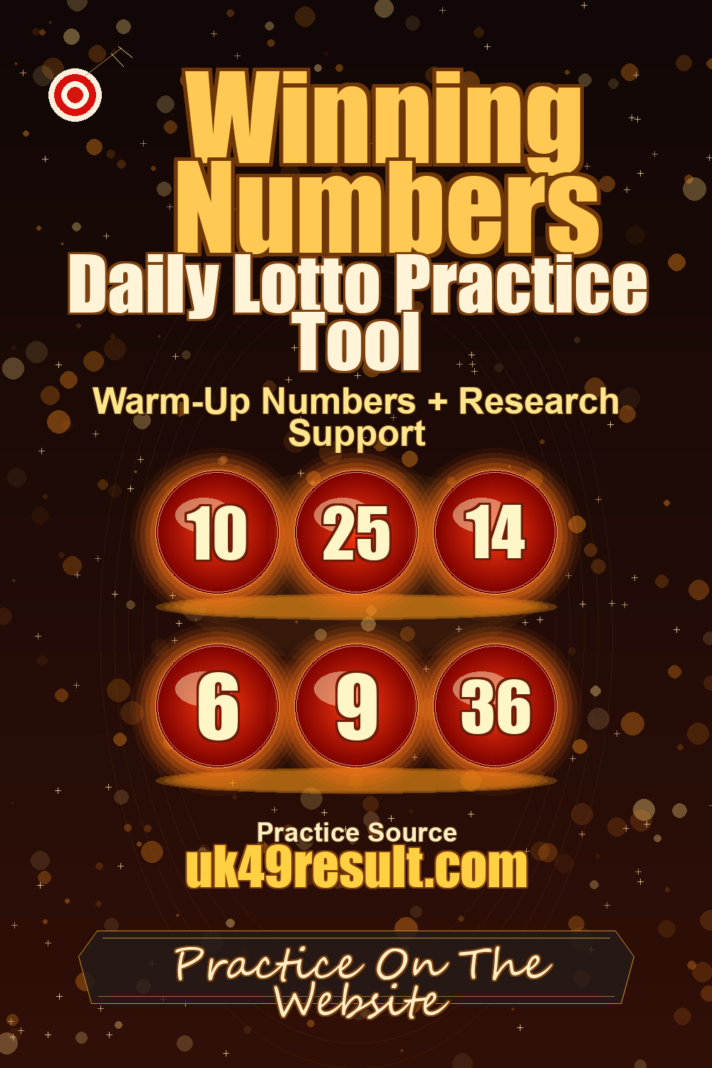 Daily Lotto Practice Tool image showing 10, 25, 14, 6, 9, 36
