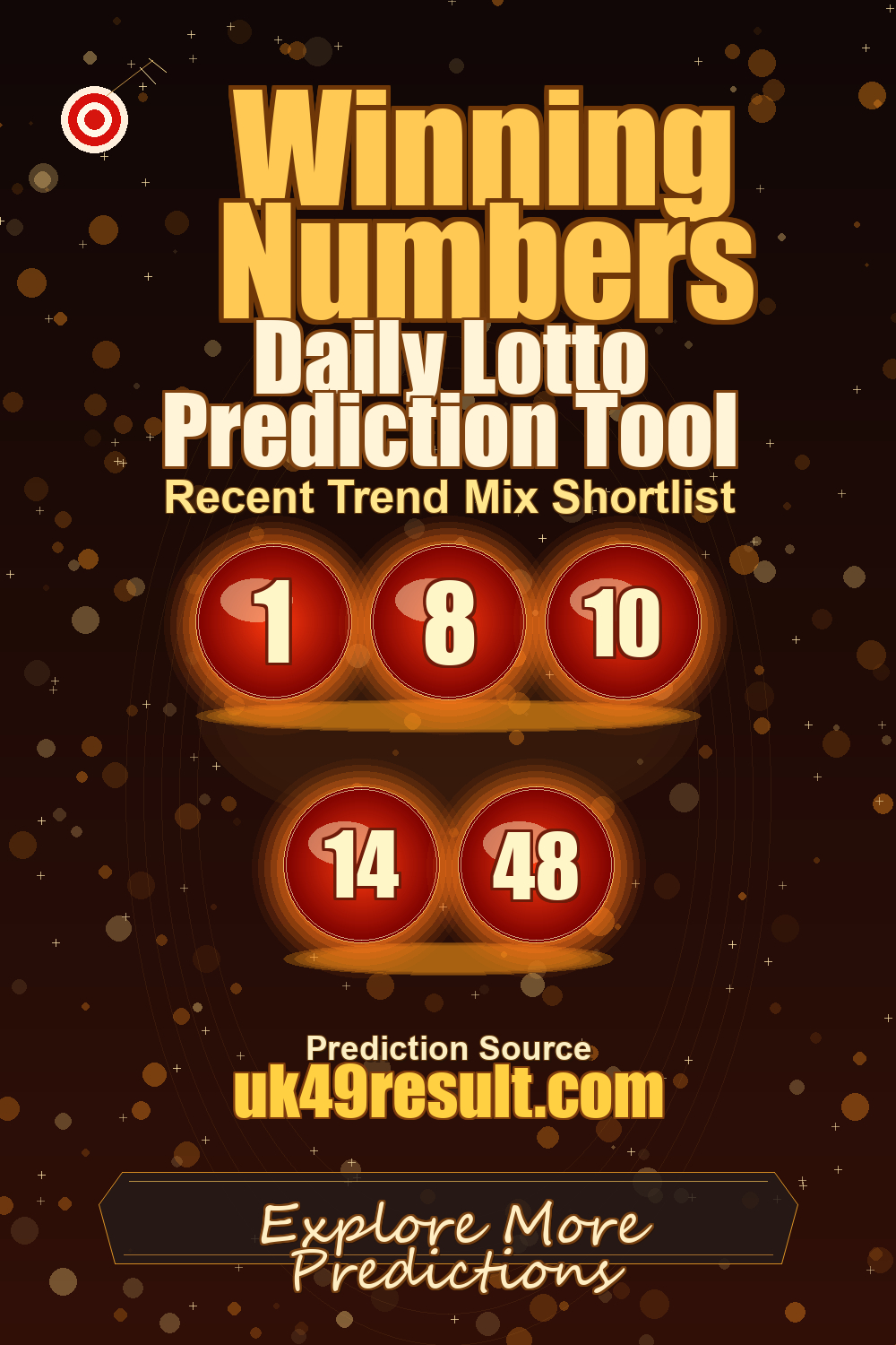 Daily Lotto Prediction Tool image showing 1, 8, 10, 14, 48