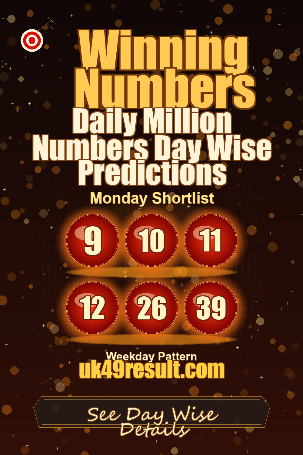 Daily Million Numbers Day Wise Predictions image showing 9, 10, 11, 12, 26, 39