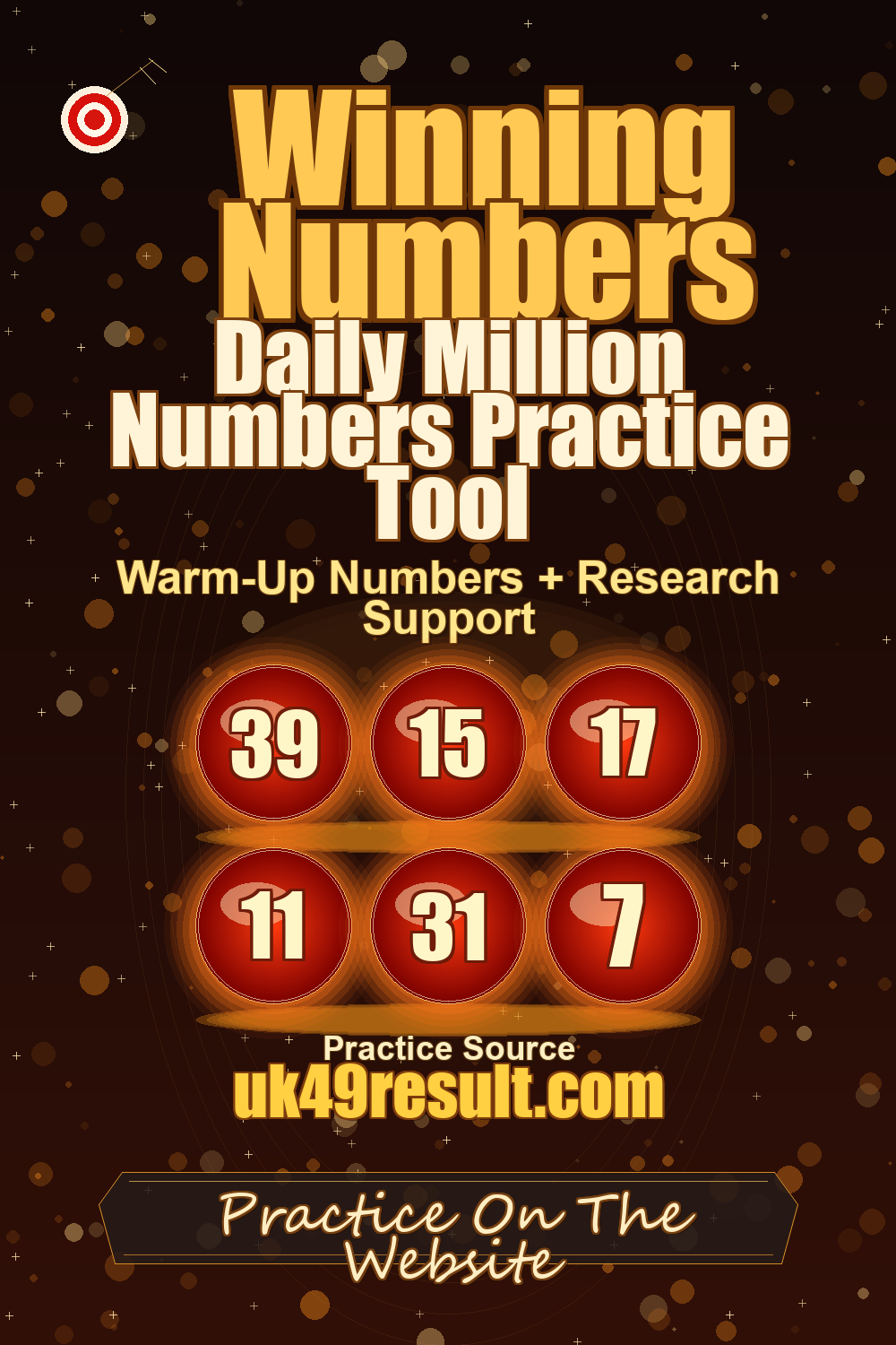 Daily Million Numbers Practice Tool image showing 39, 15, 17, 11, 31, 7