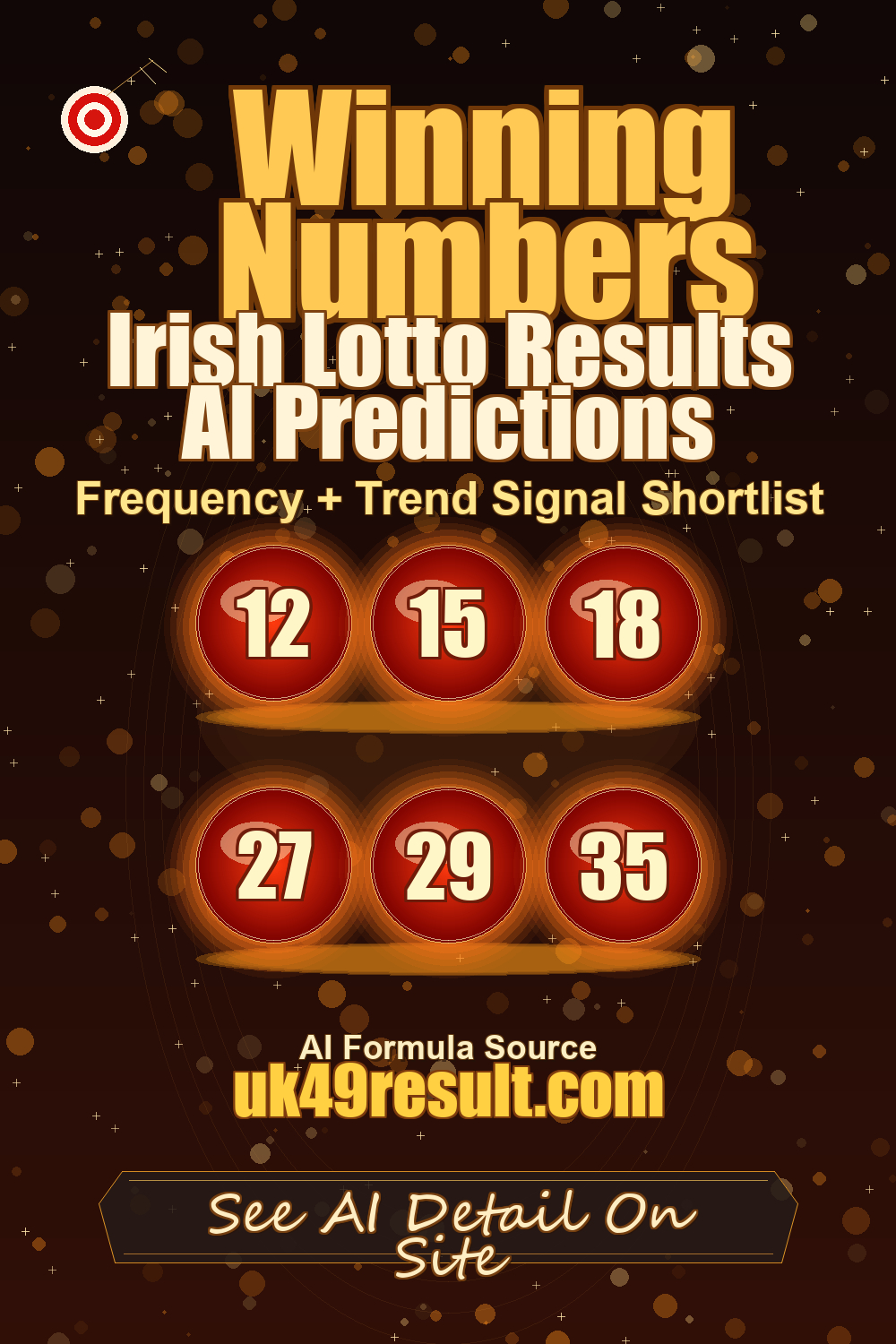 Irish Lotto Results AI Predictions image showing 12, 15, 18, 27, 29, 35