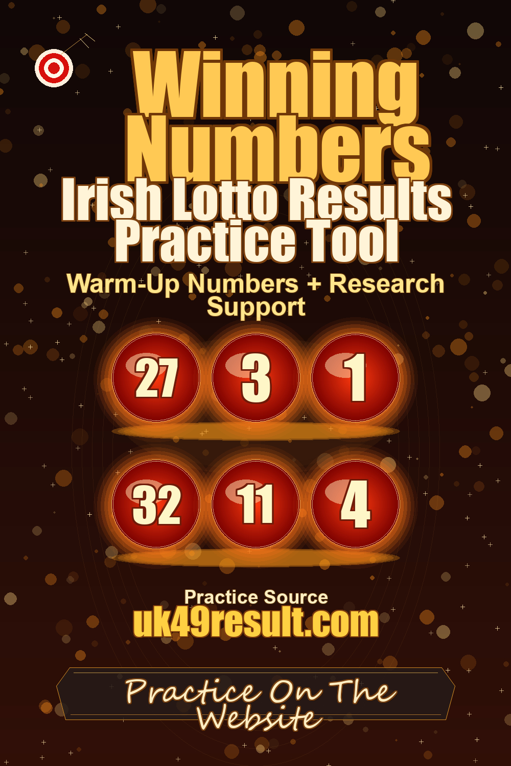 Irish Lotto Results Practice Tool image showing 27, 3, 1, 32, 11, 4