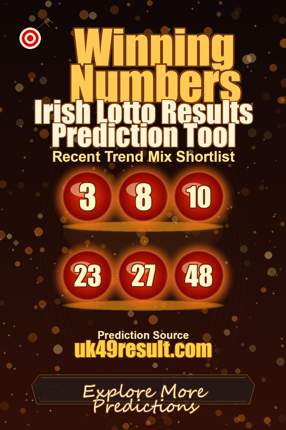 Irish Lotto Results Prediction Tool image showing 3, 8, 10, 23, 27, 48