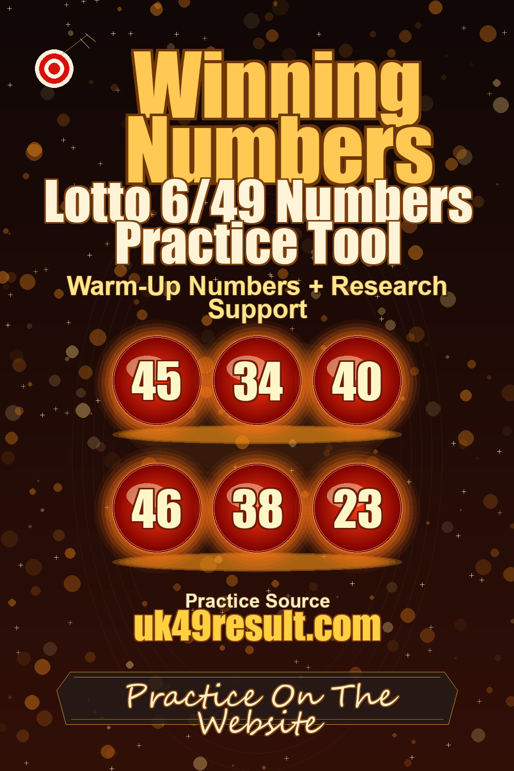 Lotto 6/49 Numbers Practice Tool image showing 45, 34, 40, 46, 38, 23