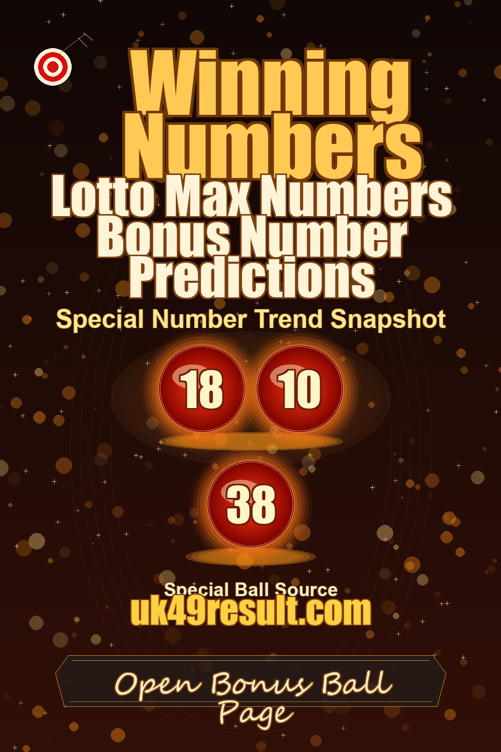 Lotto Max Numbers Bonus Number Predictions image showing extra ball: 18, 10, 38