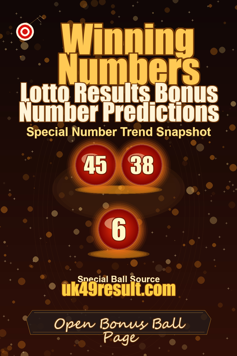 Lotto Results Bonus Number Predictions image showing bonus ball: 45, 38, 6