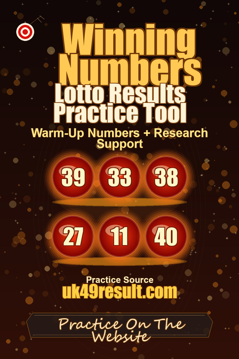 Lotto Results Practice Tool image showing 39, 33, 38, 27, 11, 40