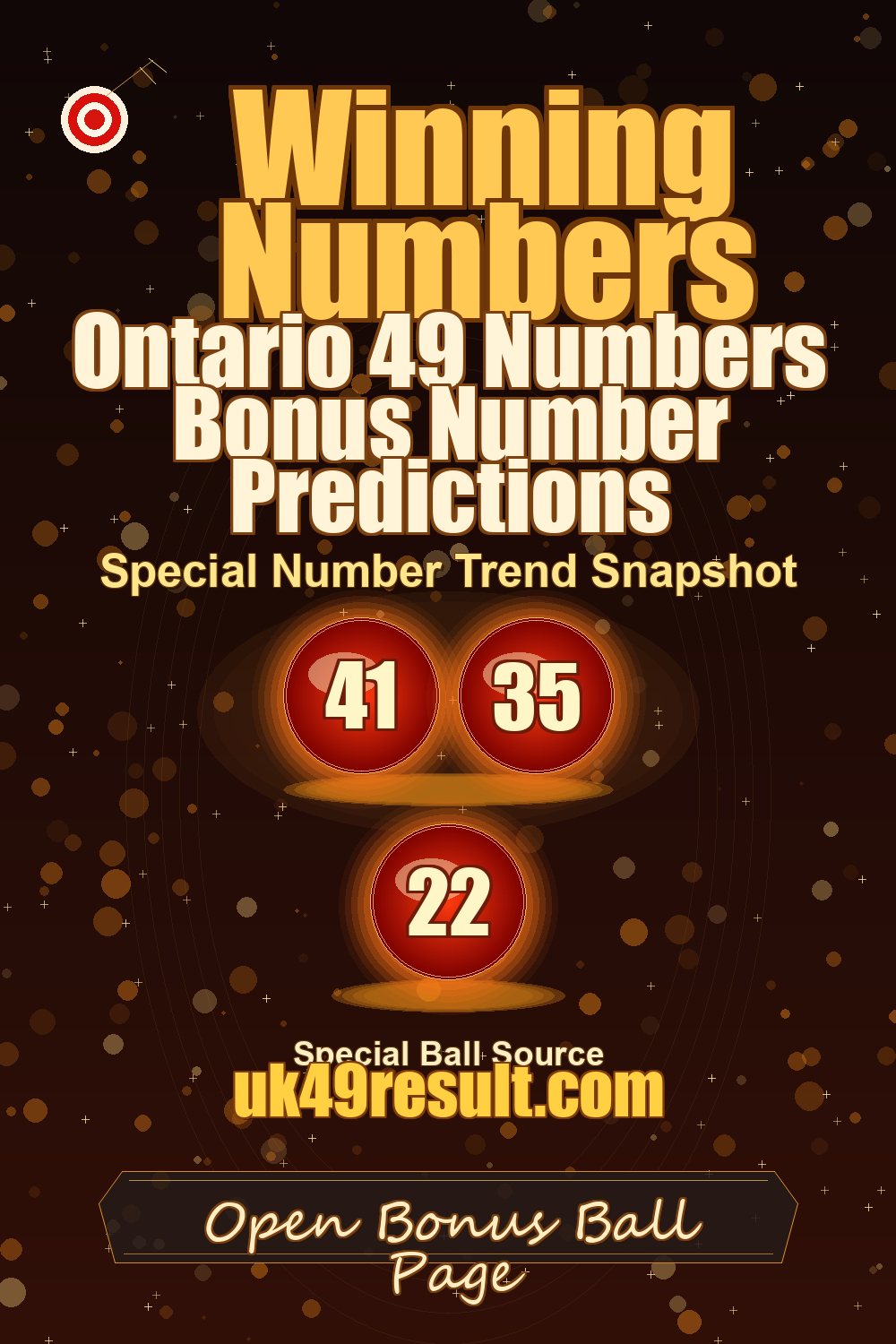 Ontario 49 Numbers Bonus Number Predictions image showing extra ball: 41, 35, 22