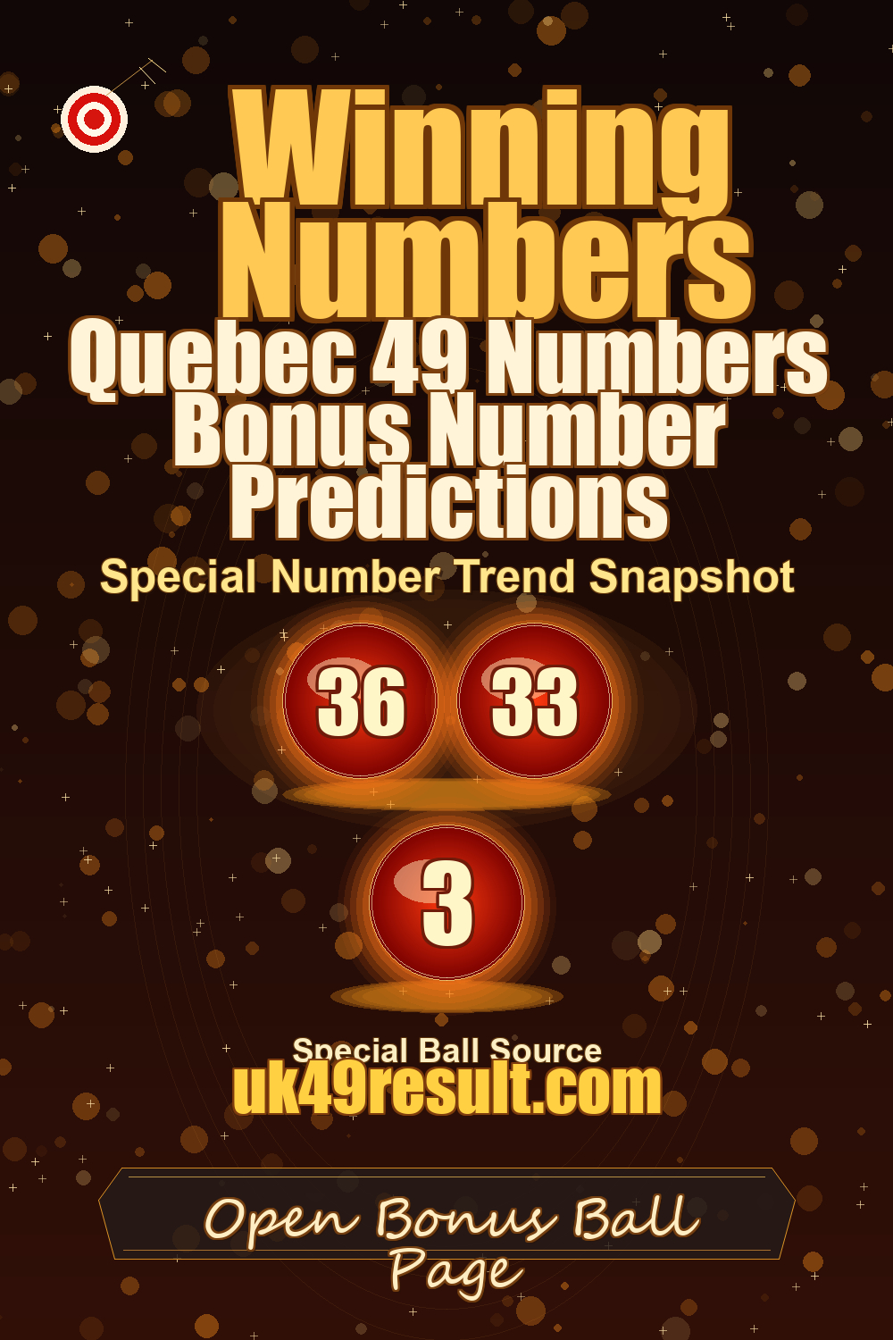 Quebec 49 Numbers Bonus Number Predictions image showing extra ball: 36, 33, 3