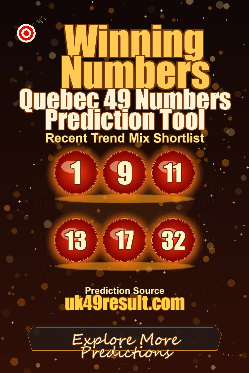 Quebec 49 Numbers Prediction Tool image showing 1, 9, 11, 13, 17, 32