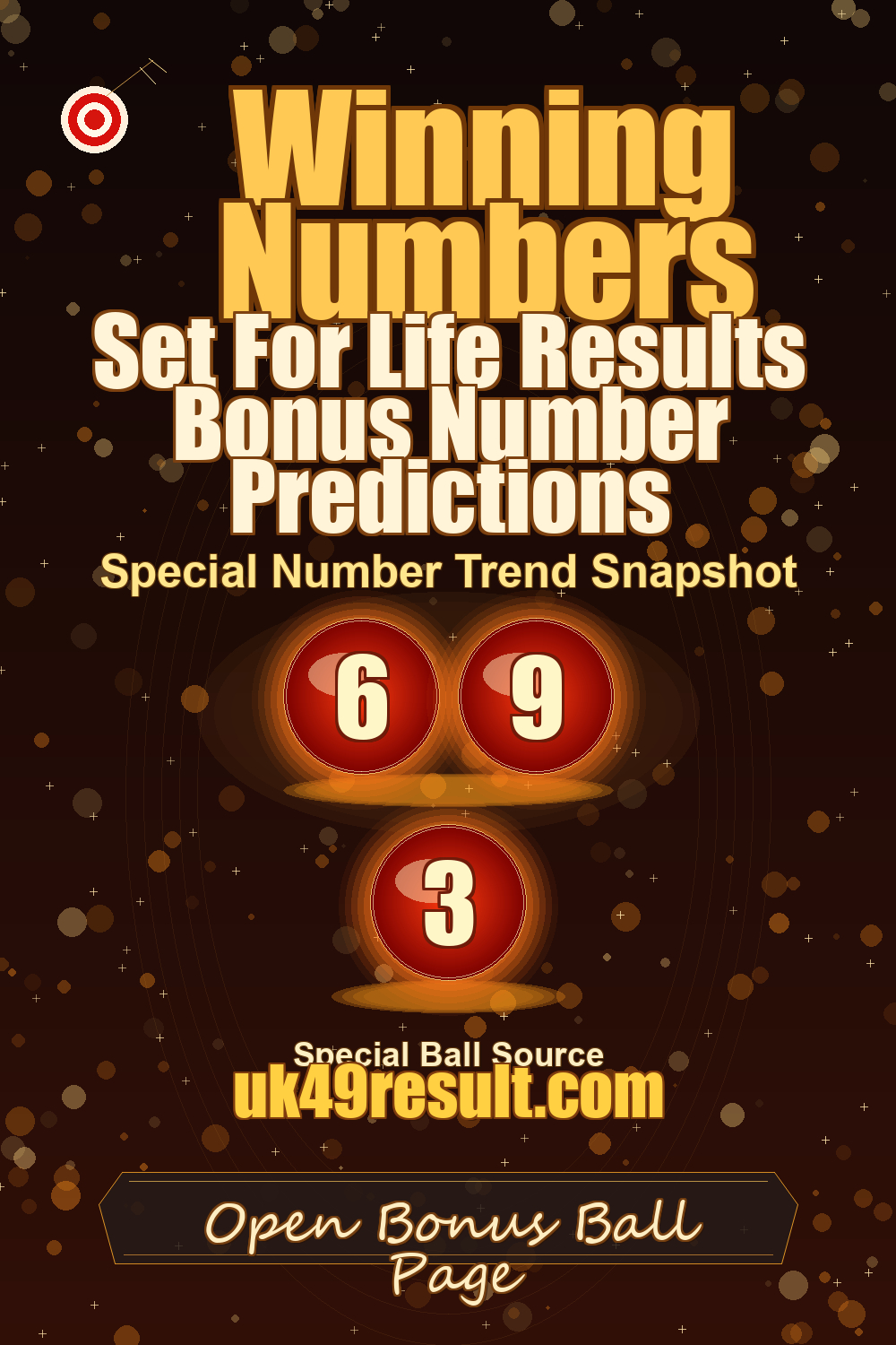 Set For Life Results Bonus Number Predictions image showing life ball: 6, 9, 3